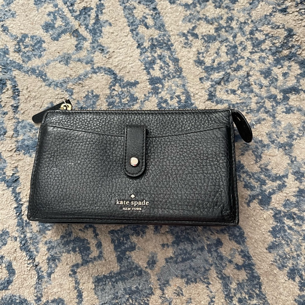 Kate Spade Black cross body Textured Wallet